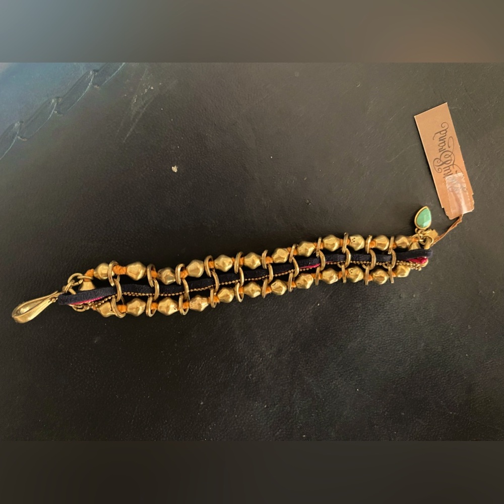 NWT LUCKY BRAND Bohemian Incense Pot Bead Brushed Brass Bracelet